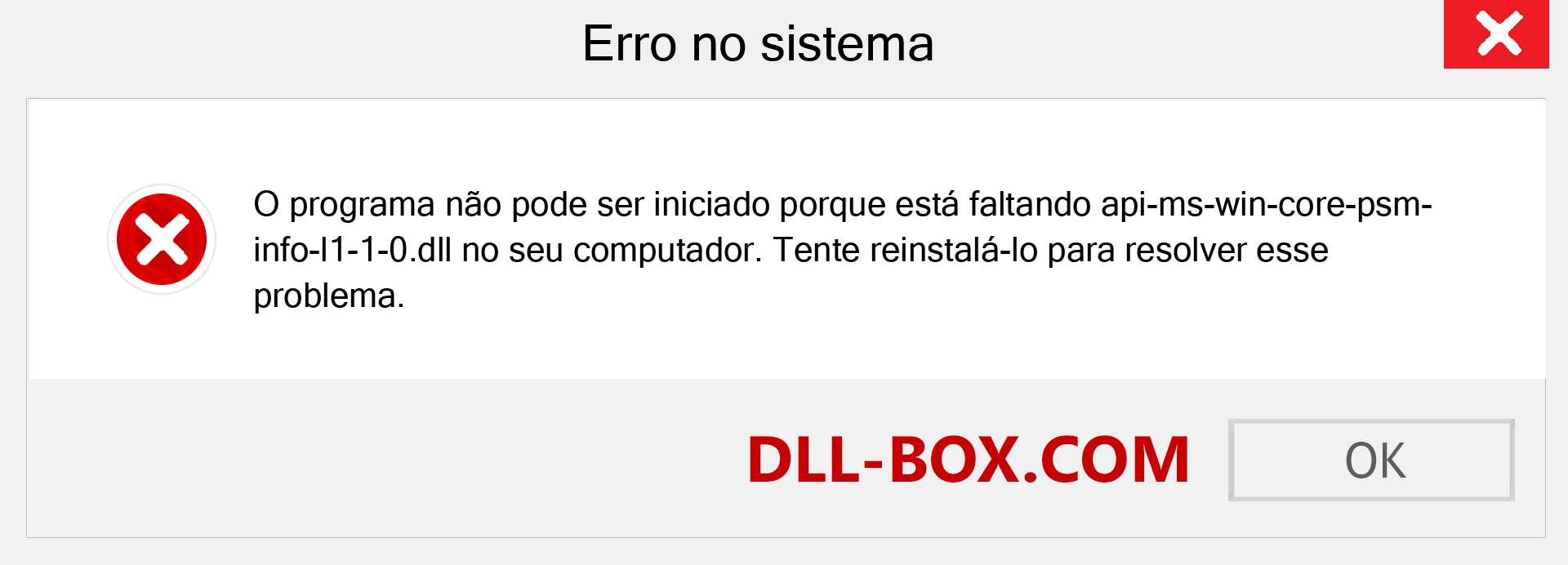 Arquivo api-ms-win-core-psm-info-l1-1-0.dll ausente ?. Download para Windows 7, 8, 10 - Correção de erro ausente api-ms-win-core-psm-info-l1-1-0 dll no Windows, fotos, imagens